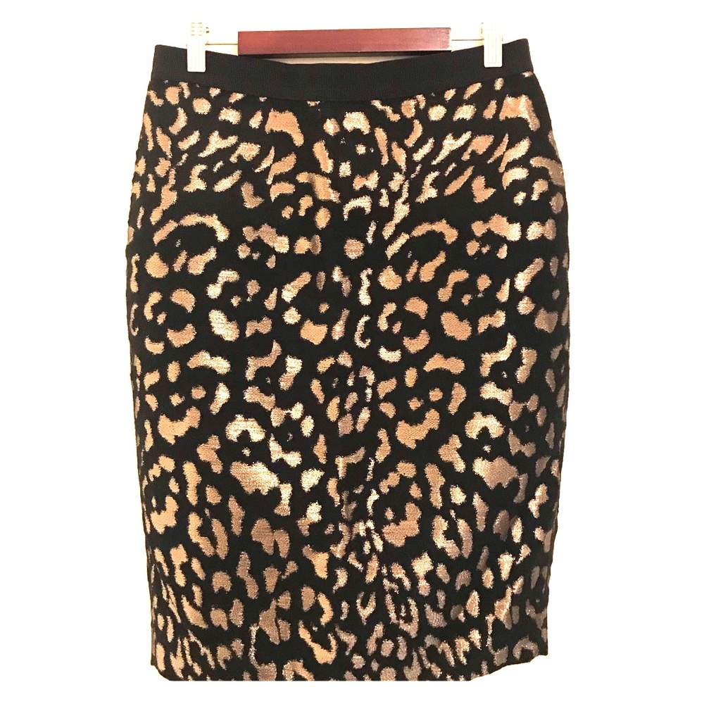 Leopard Print Pencil Skirt, size 2